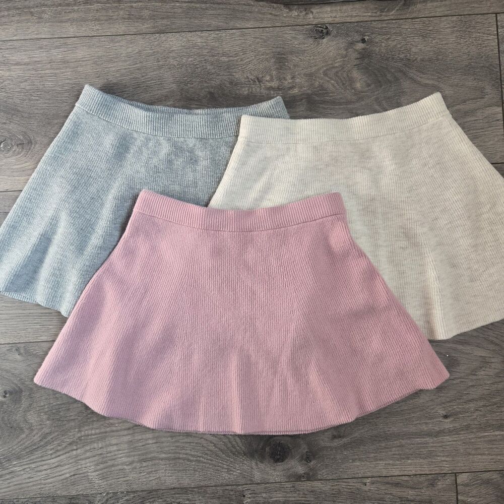 Cat & Jack Girls 5T Knit Skater Skirt Lot 3 Balletcore Ribbed Sweater Pink Gray